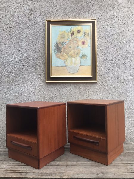 Pair Of Vintage Mid Century G Plan Fresco Teak Bedside Cabinets 