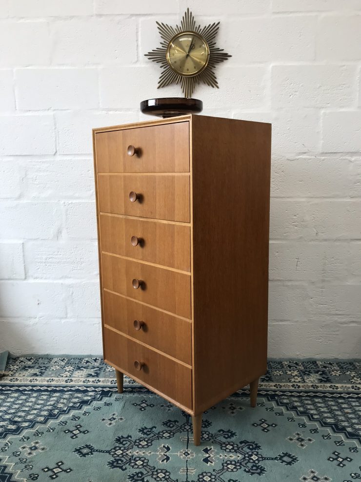 Vintage 1960s MEREDEW Tallboy / Chest Of Drawers