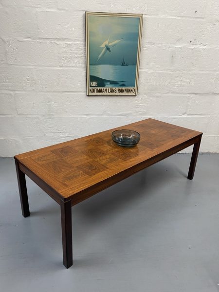 Vintage Rosewood Veneer Long Coffee Table by Heggen