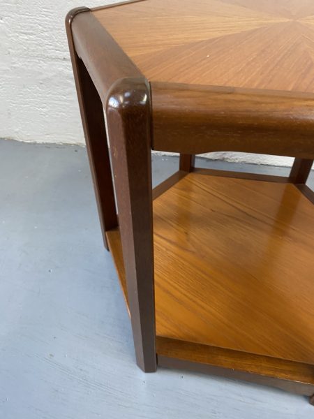 Danish Mid Century Teak Hexagonal Side Table / Lamp Table