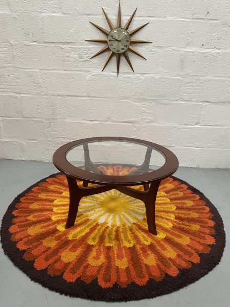 Vintage 1960’s ‘Stateroom’ Circular Glass Top Coffee Table by Stonehill of London