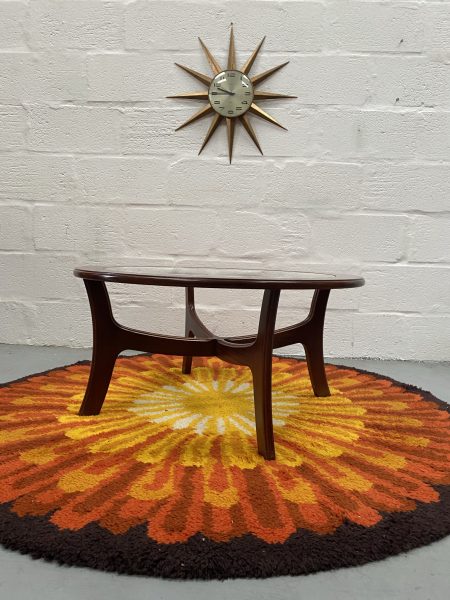 Vintage 1960’s ‘Stateroom’ Circular Glass Top Coffee Table by Stonehill of London