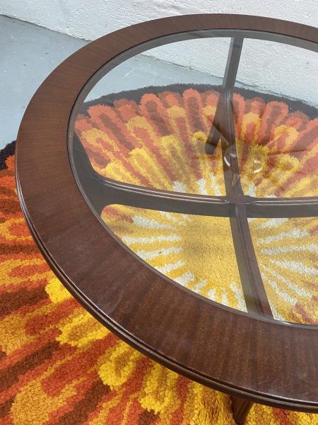 Vintage 1960’s ‘Stateroom’ Circular Glass Top Coffee Table by Stonehill of London