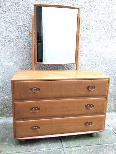 Vintage1960's Rare Ercol 483 Windsor Dressing Chest with Tilting Mirror 3 Drawers Elm & Beech Wood