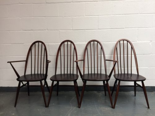 4 Ercol Windsor Quaker Back Dining Chairs 365 & 365A Mid Century