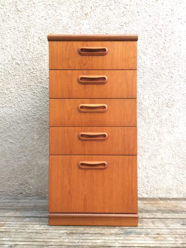 Retro Tall Mid Century Teak Chest Of Drawers 5 Drawer Chest G Plan Style