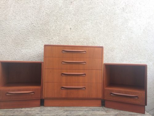 Pair Of Mid Century G Plan Fresco Teak Bedside Cabinets And A Matching Set Of Drawers