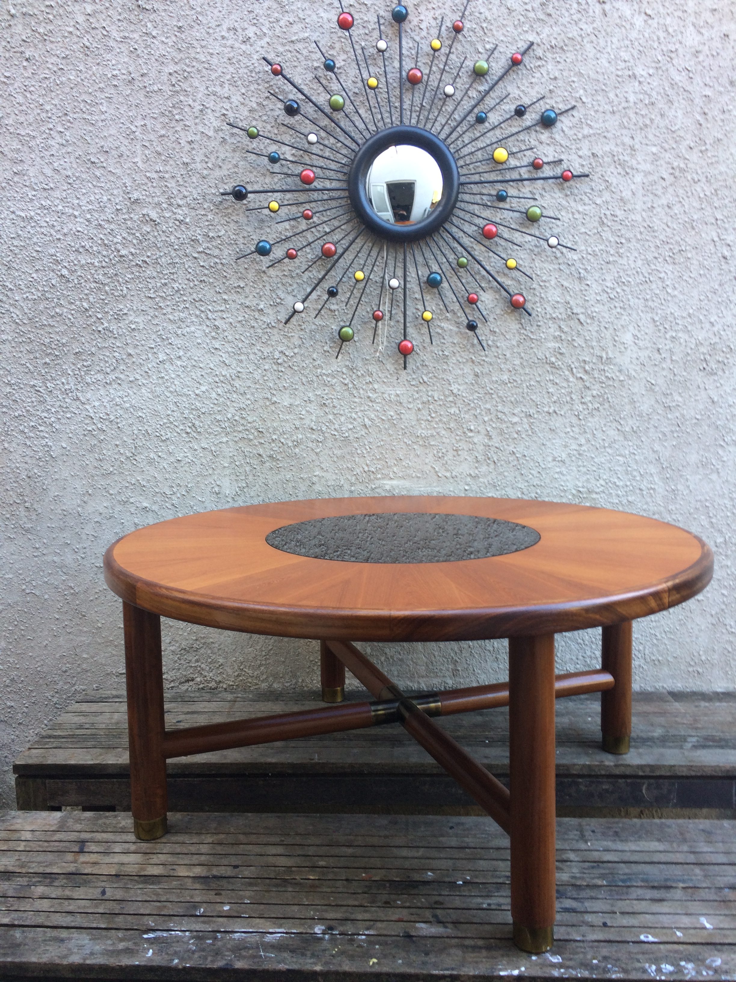 E Gomme G-Plan Circular Coffee Table with Smoked Glass Centre