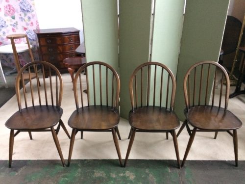 4 X Vintage Ercol Classic Windsor Dining Chairs 370