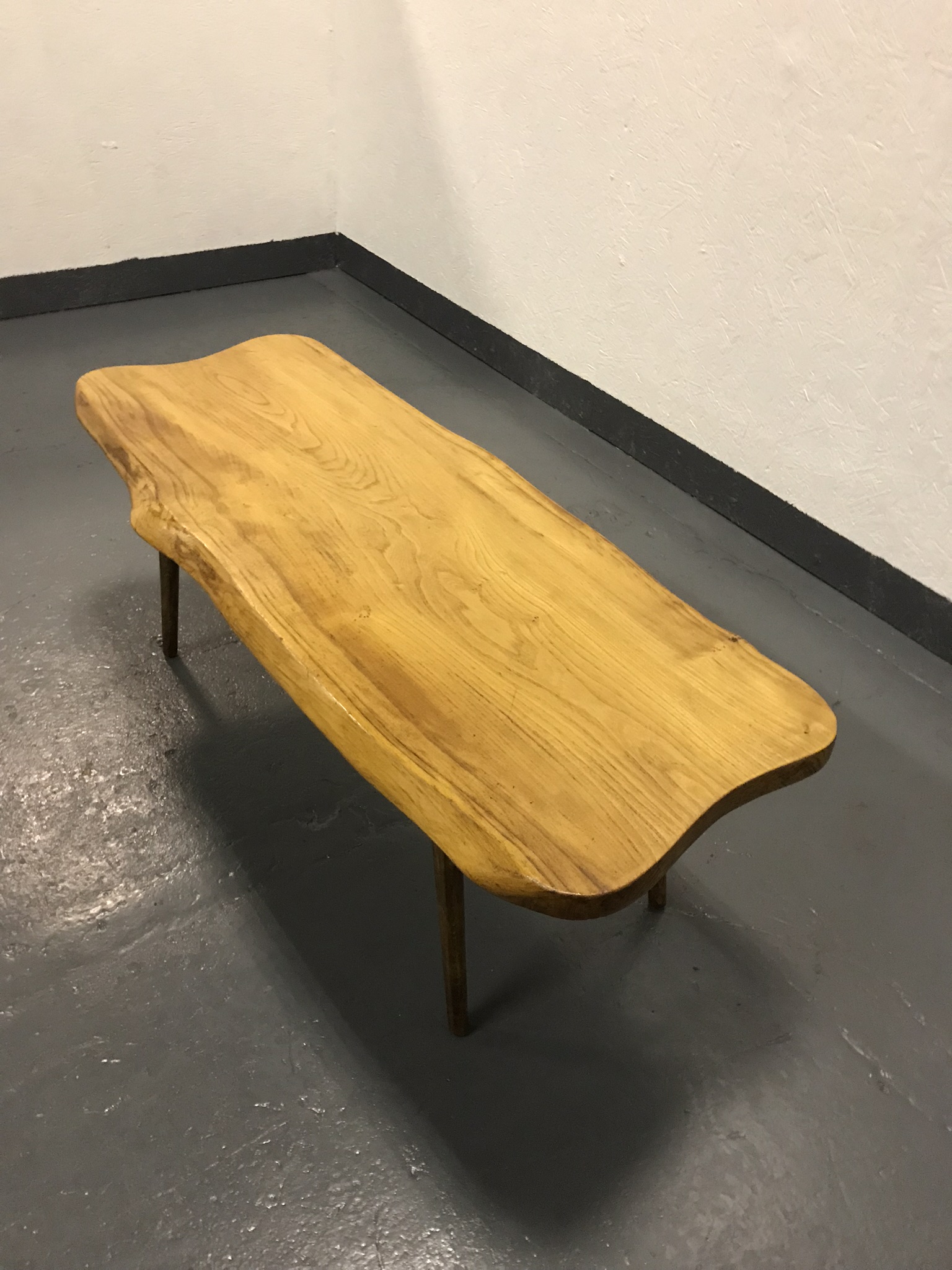 Stunning Mid Century Handcrafted Solid Elm Coffee Table On Dansette Style Legs