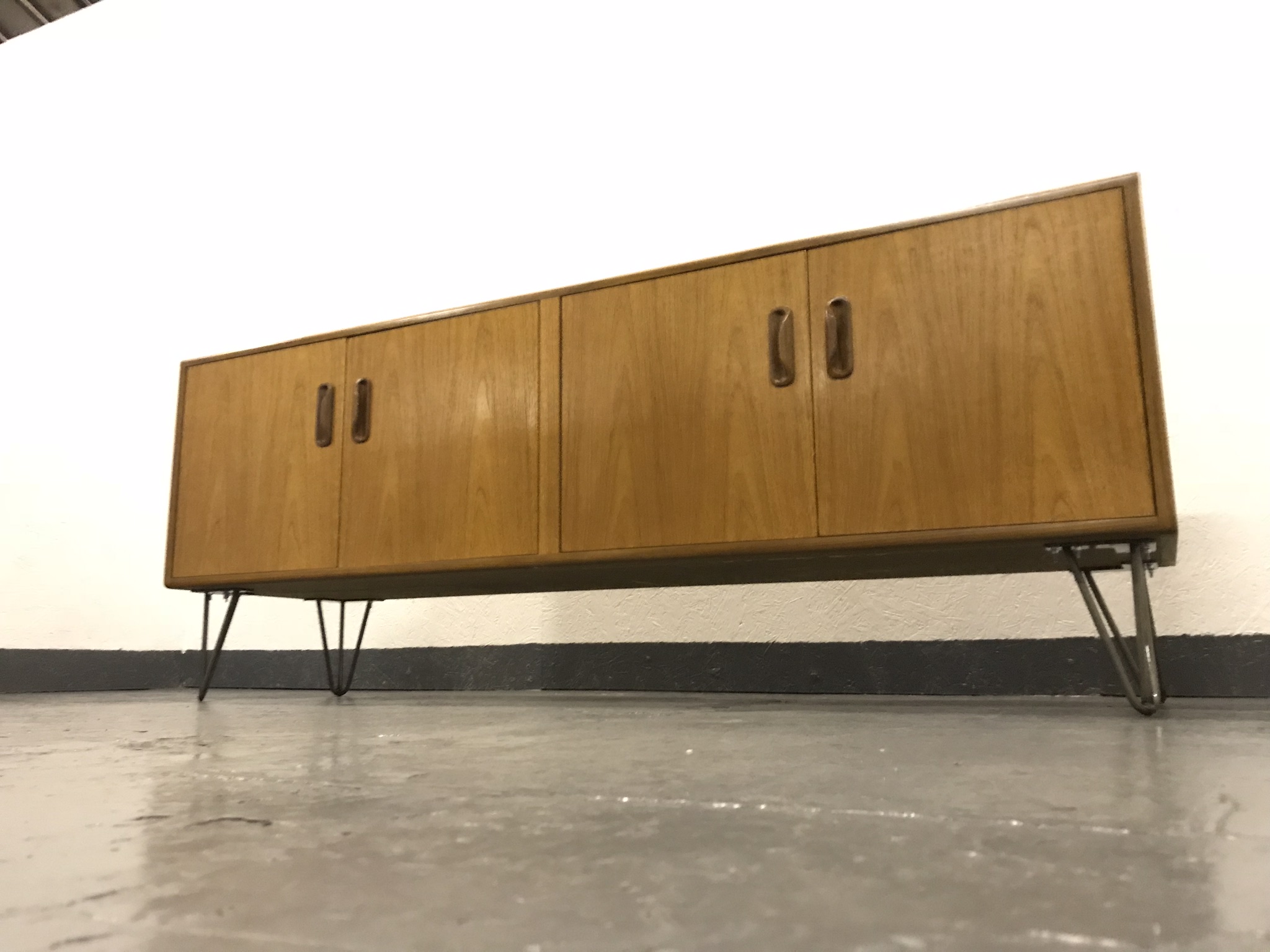 Vintage 1970s G-Plan Teak Sideboard Cabinet on Hairpin Legs