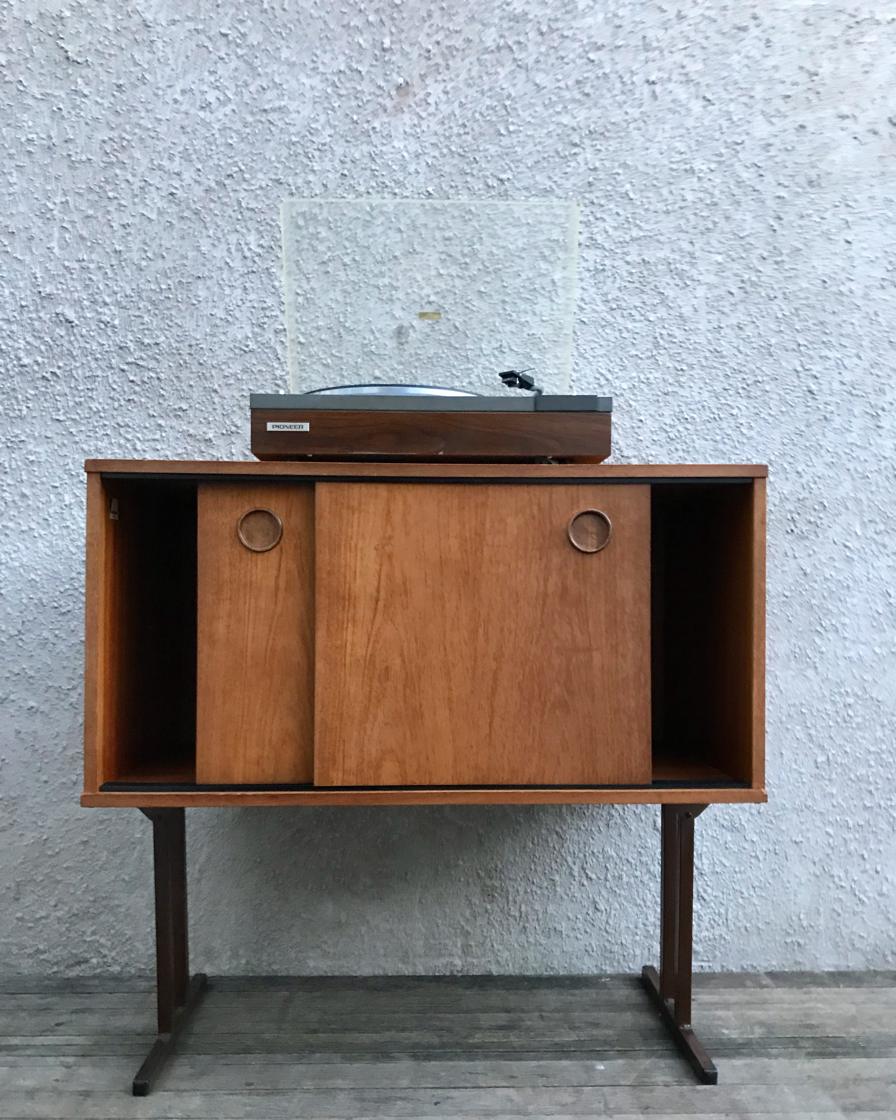 Retro Record Vinyl TV Cabinet Cupboard on Industrial Raised Legs
