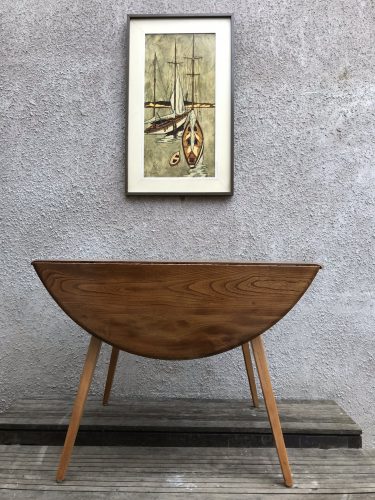 Vintage 1960s Windsor Blonde Ercol Elm & Beech Drop Leaf Dining Table