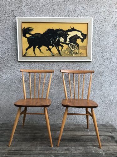 2 x Vintage Retro Blonde Ercol All Purpose Chairs 391