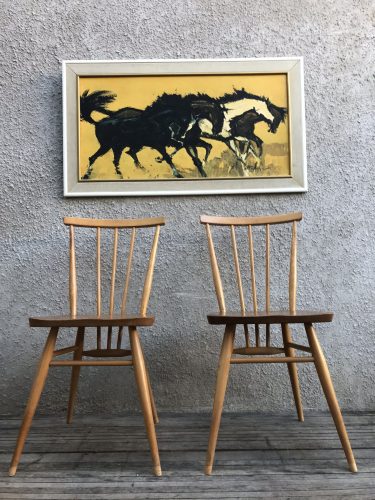 2 x Vintage Early 1960s Blonde Ercol All Purpose Chairs 391