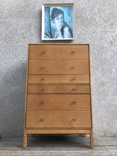 Vintage Mid Century Stag Oak Chest of Drawers / Tallboy