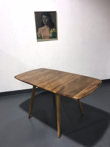 Vintage 1960s Ercol Drop Leaf Rectangular Elm & Beech Dining Table