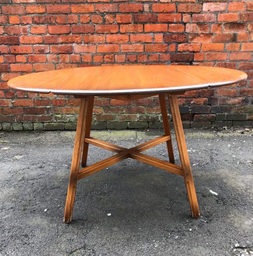 Vintage 1960s Windsor Blonde Ercol Elm & Beech Drop Leaf Dining Table