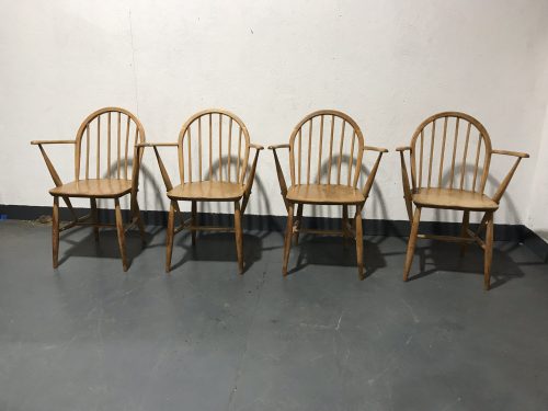 Set of 4 Vintage ERCOL Windsor Armchairs Carver Kitchen Dining Chairs Blue Label Model 139a