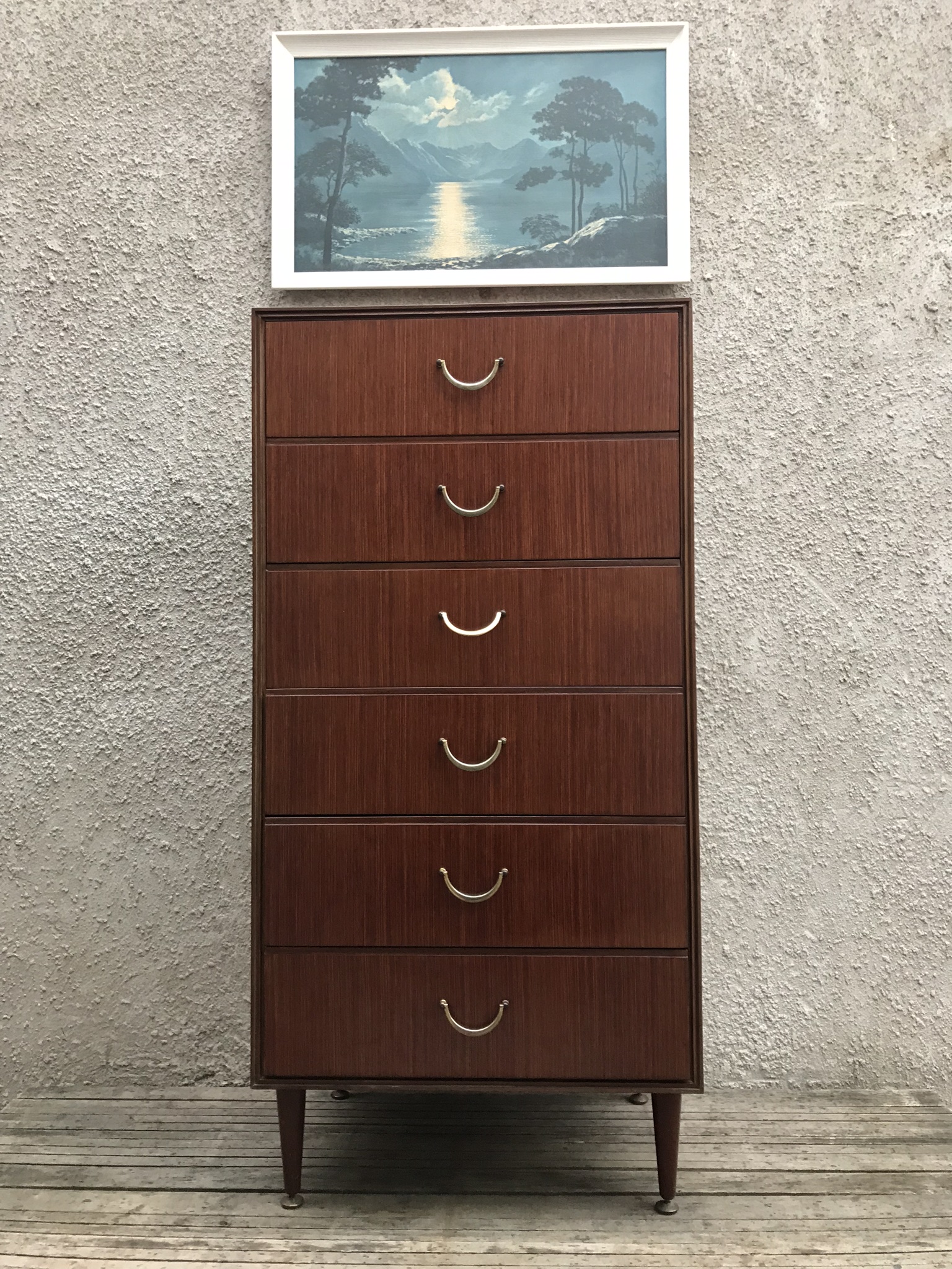 Mid Century Teak Tall Boy Chest of Drawers by Meredew