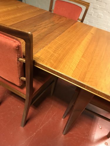 Mid Century Vintage Walnut ALFRED COX Table & Matching Six Chairs Heals 1950s