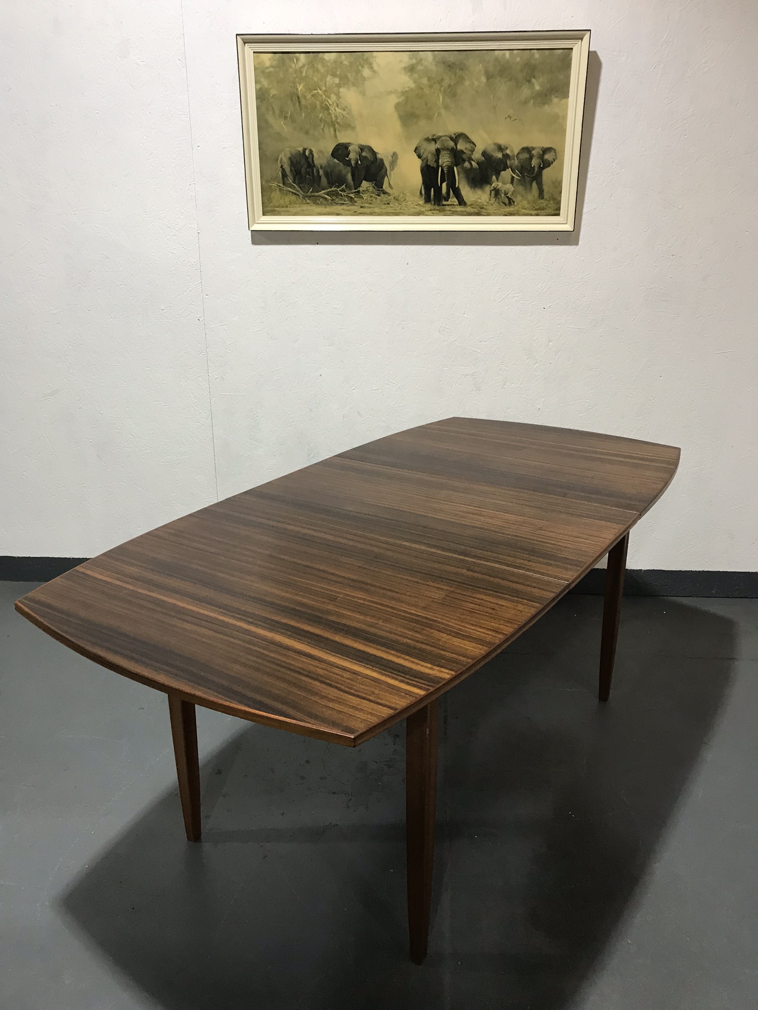 Vintage Mid Century Zebrano ELLIOTS OF NEWBURY Extendable Dining Room Table