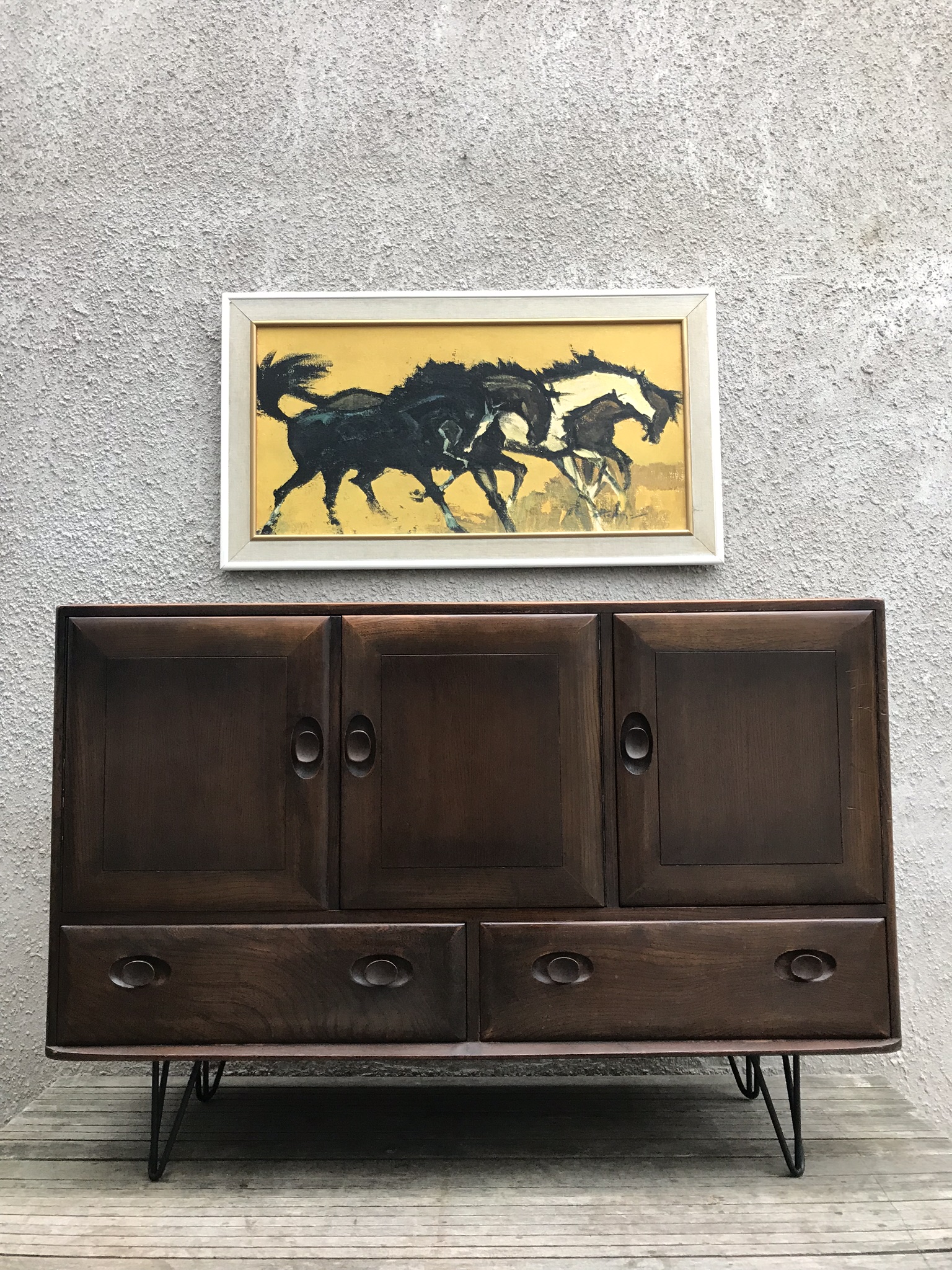 ERCOL Sideboard Mid Century Vintage Retro Blue Label Updated With Hairpin Legs!
