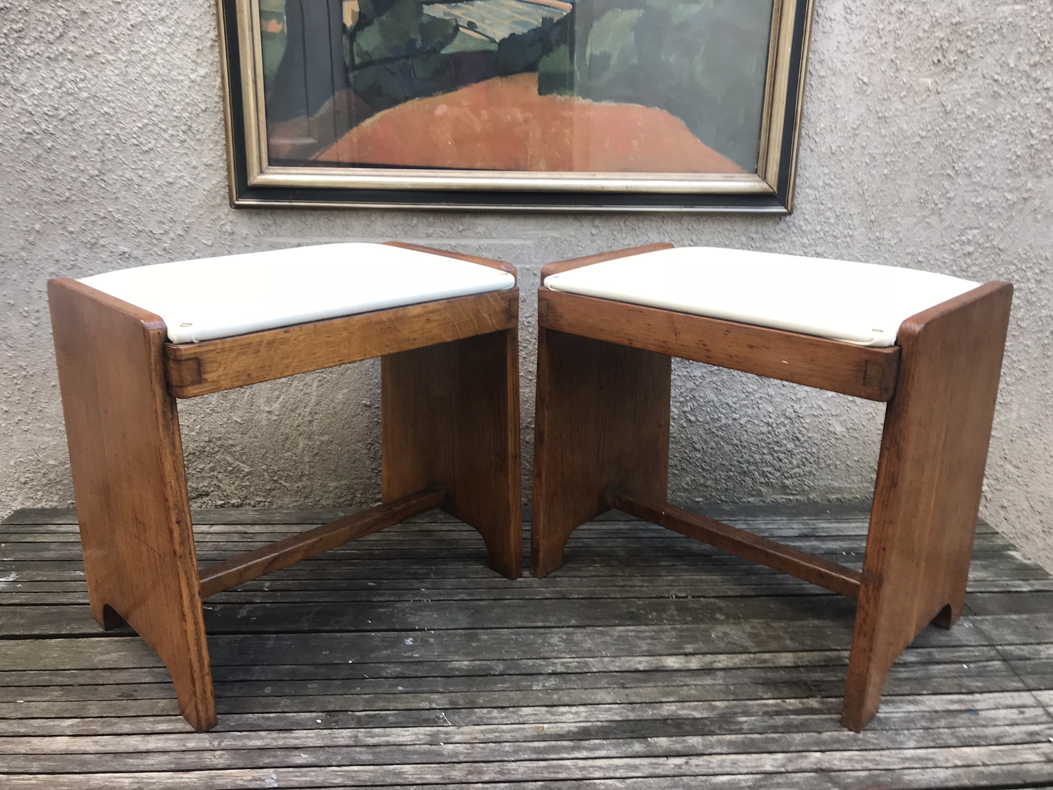Pair of Vintage Mid Century Dressing Table Stools