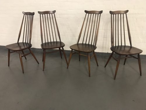 Set of Four Vintage 1960s ERCOL Windsor Goldsmith Dining Chairs Blue Label