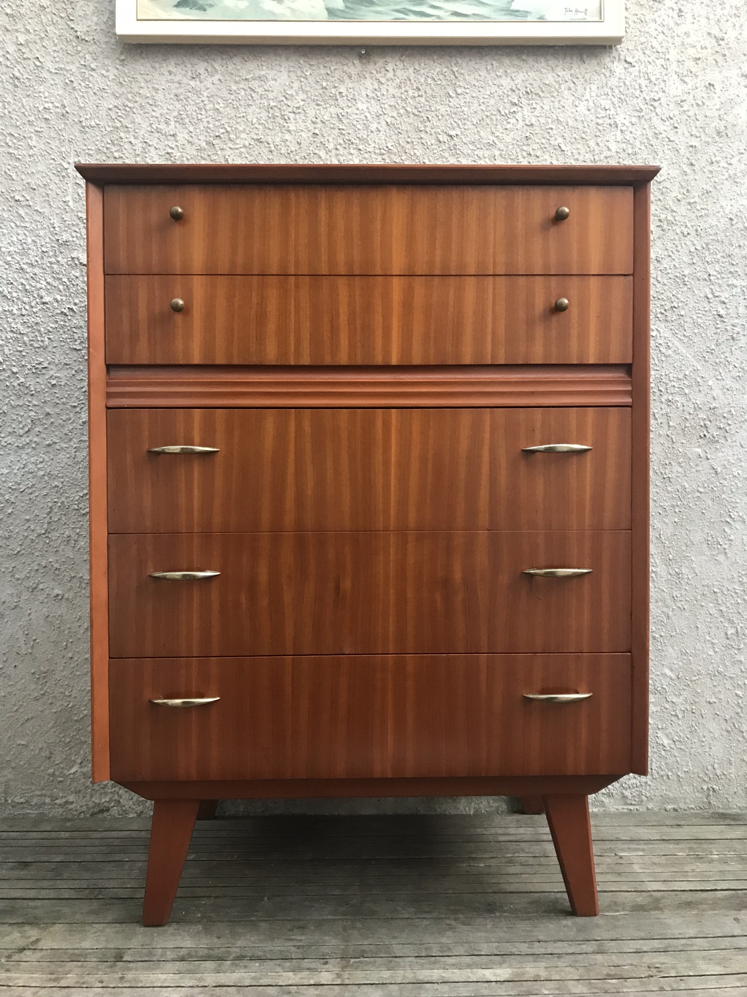 Vintage Chest of 5 Drawers / Tallboy with Splayed Legs