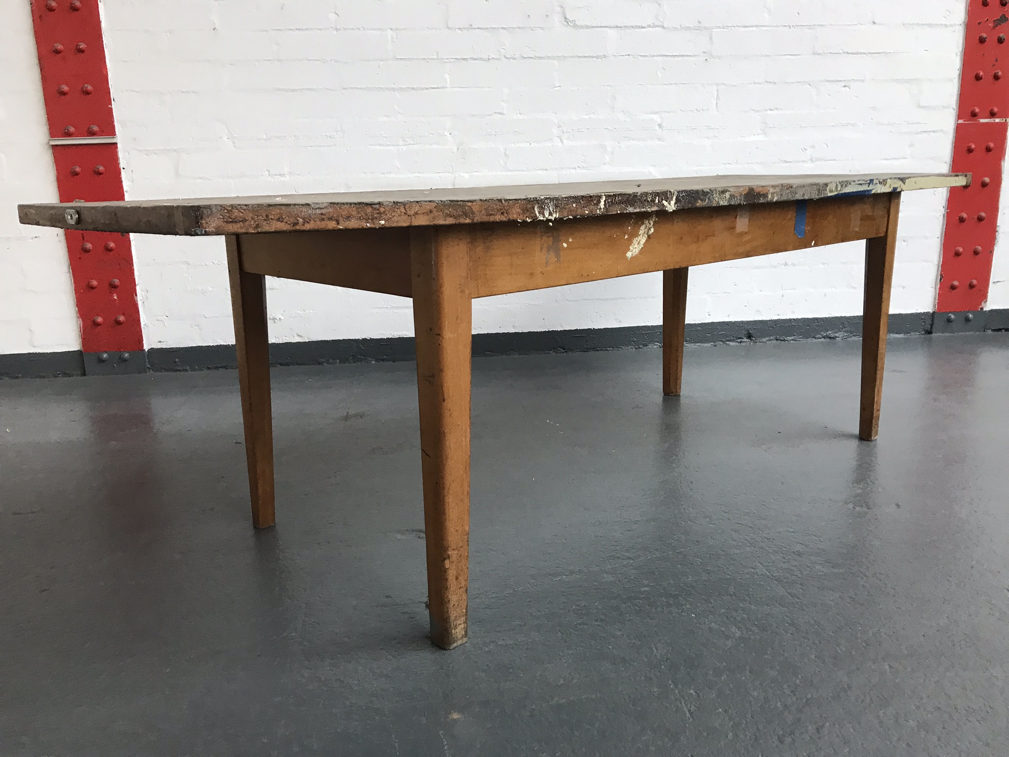 Mid Century 1950s 8ft College Art Table Ex MOD Utilitarian
