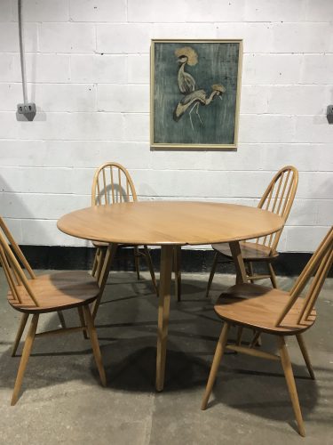 ERCOL Blonde Windsor Drop Leaf Table & 4 Matching Quaker Chairs