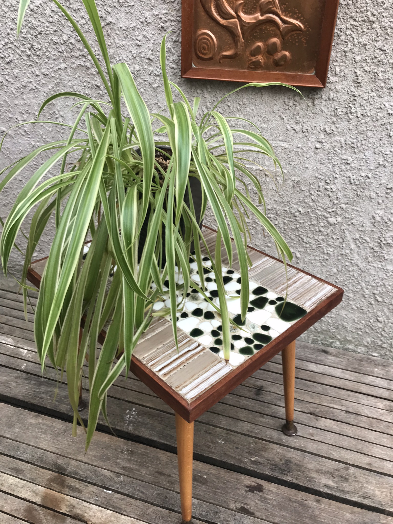 Small Retro Vintage Pebble / Tile Top  Coffee Table Rectangle On Dansette Sputnik Legs 