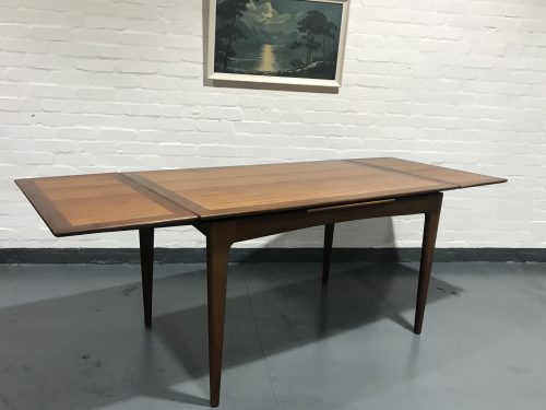 Vintage 1960s Danish Inspired Teak Drawleaf Extending Dining Table By A. Younger