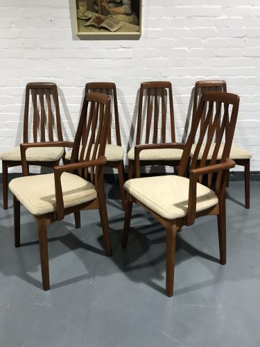 Vintage Set of 6 Danish Inspired BENNY LINDEN Dining Chairs Inc. 2 Carvers