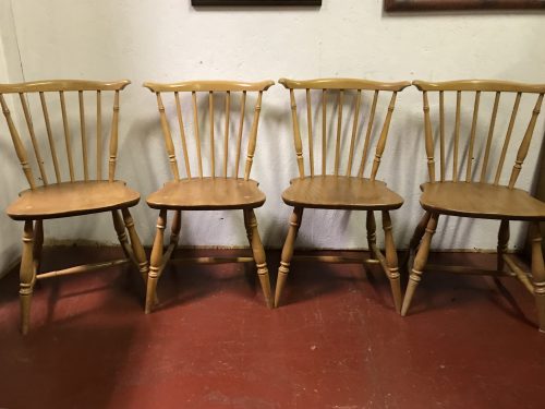 Set of 4 ERCOL Vintage Blonde Fan Back Windsor Dining Chairs Model 714