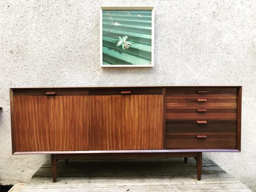 Large 1950s Vintage Teak & Rosewood Veneers Sideboard