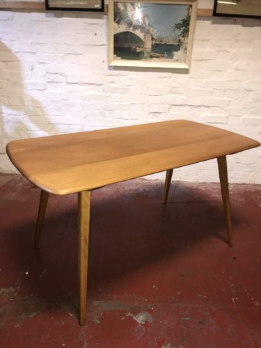 Mid Century Vintage ERCOL Blonde Windsor Plank Dining Table Model 382 Blue Label