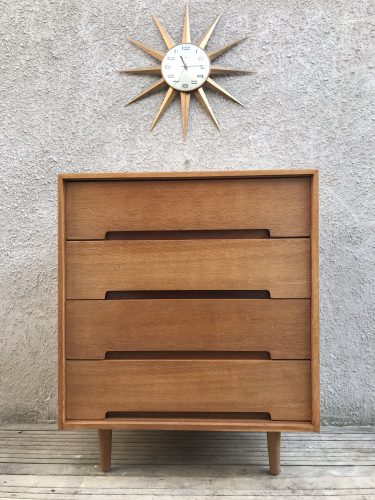 Mid Century STAG 'C' Range Blonde Oak 4 Drawer Chest by John & Sylvia Reid 