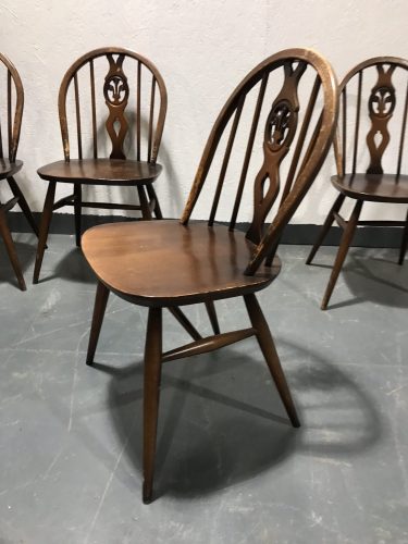 Set of 4 Mid Century Vintage ERCOL Windsor Dining Chairs