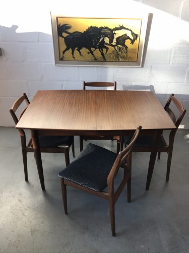 Vintage 1960s Mid Century Teak Extending Dining Table and & 4 Chairs by SCANDART