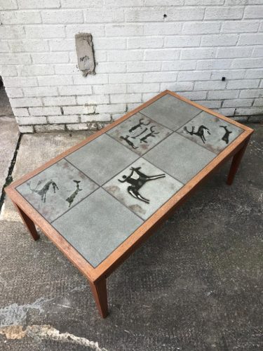 Retro 'Cave-art' Scandinavian Inspired 1970s Tile Topped Coffee Table