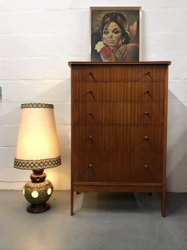 Mid Century Vintage VANSON Chest of 5 Drawers Tallboy