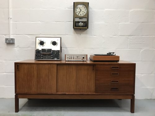 Vintage Retro 1970s Remploy Teak Sideboard Cupboard Industrial Storage Military