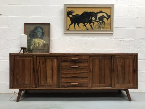 Vintage Walnut Long Modernist Style Sideboard