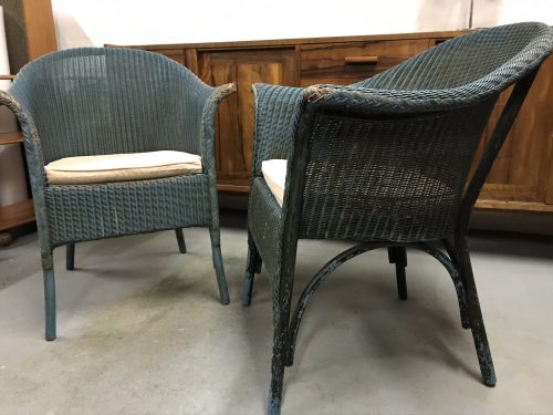 Pair of Lovely Vintage Mid Century Original Lloyd Loom Style Chairs CC41