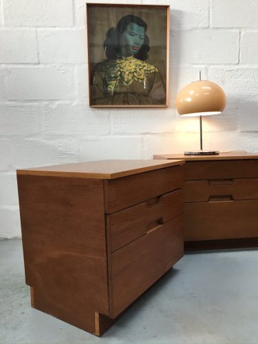 Pair of Mid Century Danish Influenced Vintage Bedside Cabinets 1960s 1970s Retro