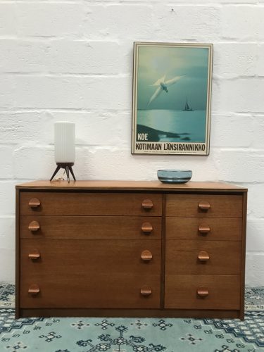 1970s Vintage Retro STAG Teak Chest of 8 Drawers with Mirror