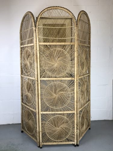 Vintage Retro Bamboo Cane Screen Room Divider