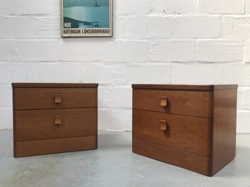 Pair of Mid Century Teak Vintage Bedside Cabinets by Stag